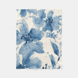 Cobertor De Velo Aquarela Azul Floral Pintada Botânica Caprichosa
