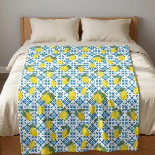 Cobertor De Velo Aquarela Azul Telha Amarelo Limão Aquarela