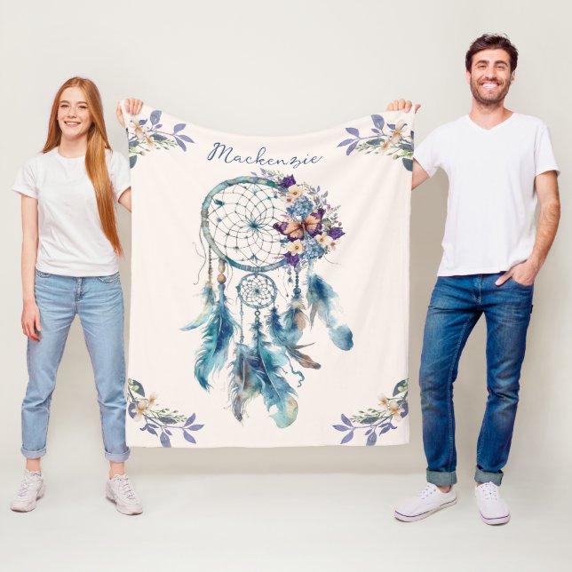 Cobertor De Velo Aquarela Boho Dreamcatcher Nome Personalizado (In Situ)