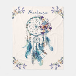 Cobertor De Velo Aquarela Boho Dreamcatcher Nome Personalizado