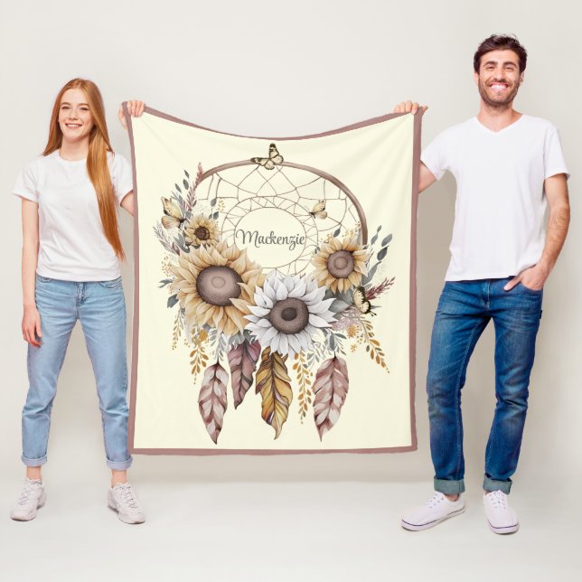 Cobertor De Velo Aquarela Boho Dreamcatcher Nome Personalizado (In Situ)