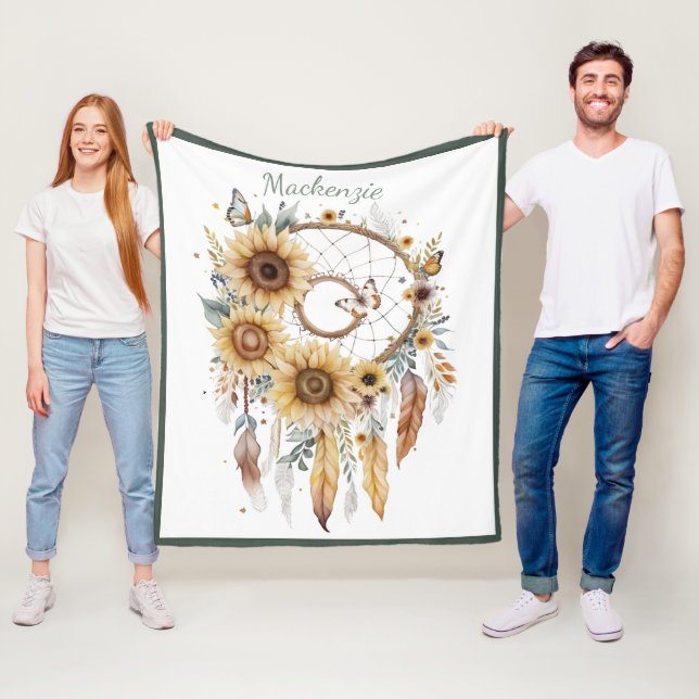 Cobertor De Velo Aquarela Boho Dreamcatcher Nome Personalizado (In Situ)