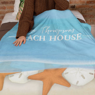 Cobertor De Velo Aquarela Casa de Praia Ocean Conchas