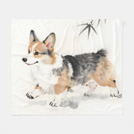 Cobertor De Velo Aquarela Corgi – Arte Caprichosa de Cachorro com T