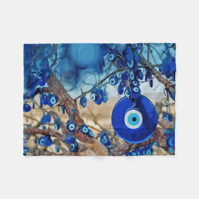 Cobertor De Velo Aquarela de árvore decorada com nazares (Frente (Horizontal))