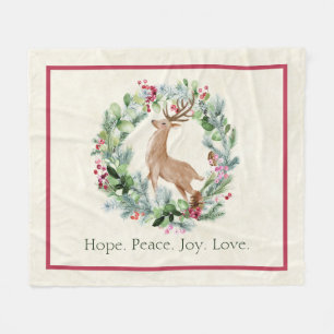 Cobertor De Velo Aquarela de grinalda de Natal com cervo personaliz