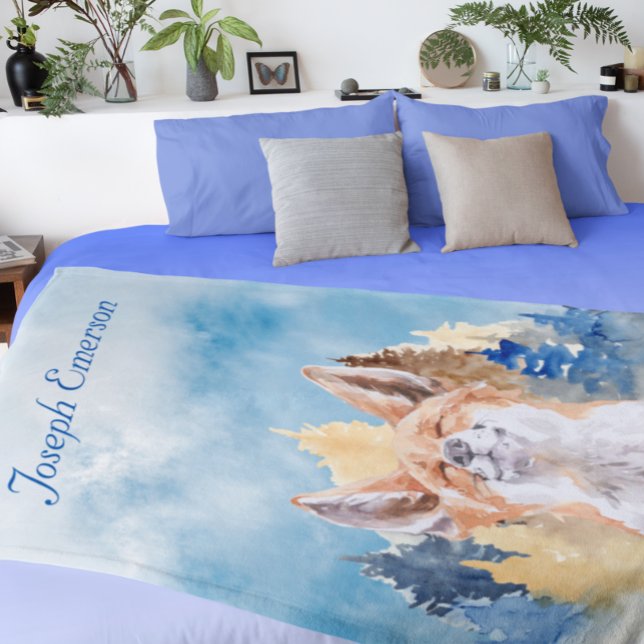 Cobertor De Velo Aquarela de Raposa Bebê Personalizada Floresta (Criador carregado)