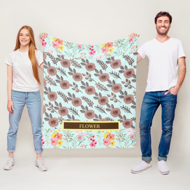 Cobertor De Velo Aquarela Elegante Personalizar Flor (In Situ)