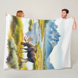 Cobertor De Velo Aquarela em estilo de cabana Moose Rústica