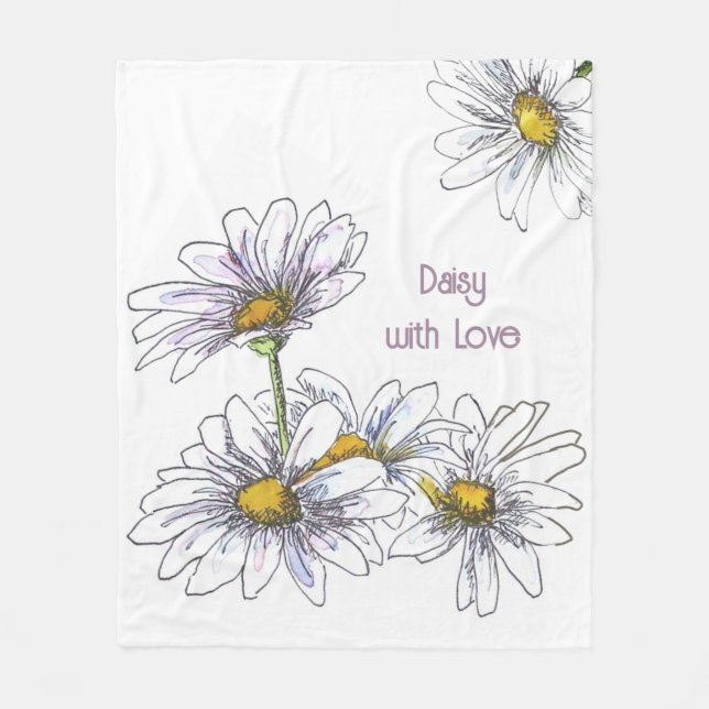 Cobertor De Velo Aquarela Floral Daisy with Love (Frente)
