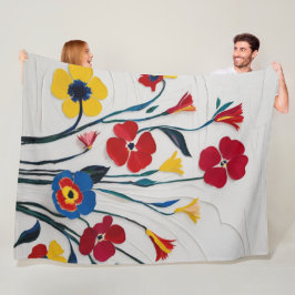 Cobertor De Velo Aquarela Floral Negrito em Cores Vibrantes