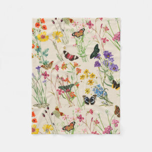 Cobertor De Velo Aquarela Flores e Borboletas Jardim Floral