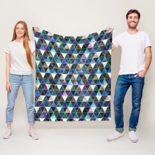 Cobertor De Velo Aquarela Isométrica com Galáxia de Ouro e Mármore