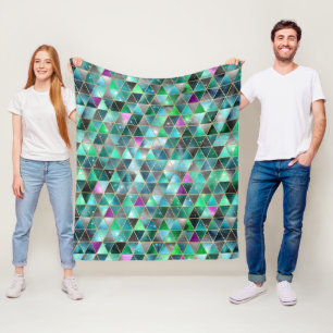 Cobertor De Velo Aquarela Isométrica com Galáxia de Ouro e Mármore
