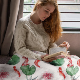 Cobertor De Velo Aquarela Japonesa Art Koi Fish Lotus Lily Pad