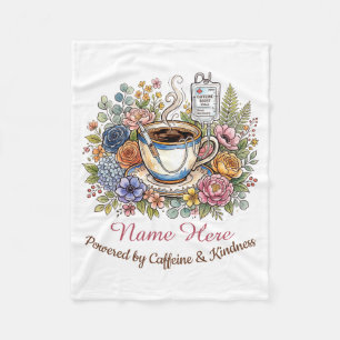 Cobertor De Velo Aquarela Nome Personalizado Médico Café Floral
