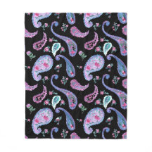 Aquarela Paisley Preto Lavanda Rosa Azul