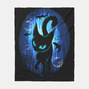 Cobertor De Velo Aquático - Gato Surreal em Fantasia no Oceano Pro