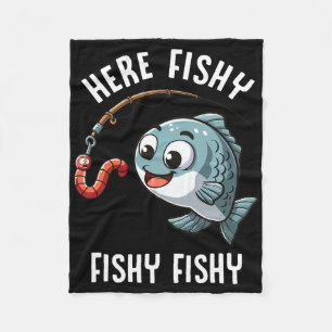 Cobertor De Velo Aqui Peixe Pescaria Minhoca Engraçada Peixe Bonito