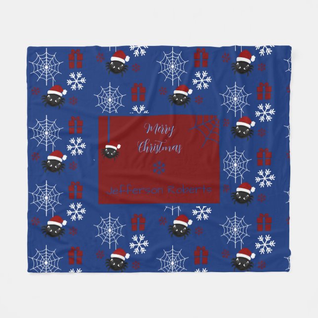 Cobertor De Velo Aranha de Natal Fofa Personalizada (Frente (Horizontal))