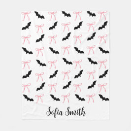 Cobertor De Velo arco cor-de-rosa e morcegos pretos do halloween Co