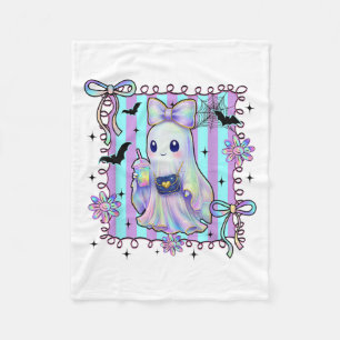 Cobertor De Velo Arco de coquete colorido Ghost Boo Girl Spooky