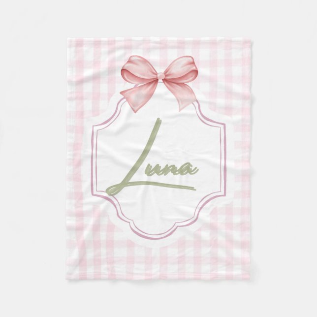 Cobertor De Velo Arco e Gingham personalizados da menina Luna (Frente)