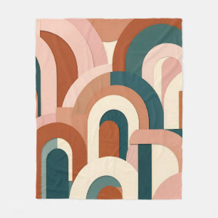Cobertor De Velo Arco Geométrico Moderno Terracota Rosa Teal
