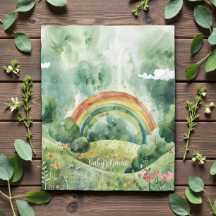 Cobertor De Velo Arco-íris de Tons de Verde em Aquarela