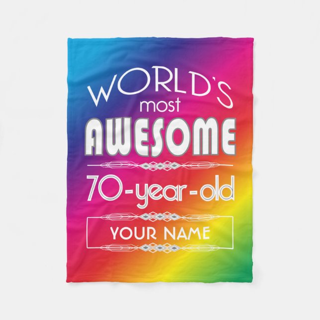 Cobertor De Velo arco-íris fabuloso dos mundos do aniversário do 70 (Frente)