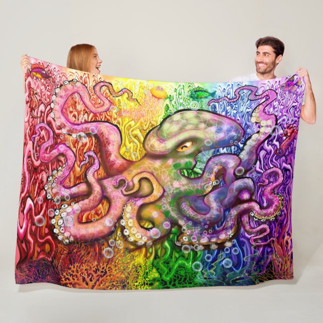 Cobertor De Velo Arco-Íris Octopus Fleece Blanket (In Situ)