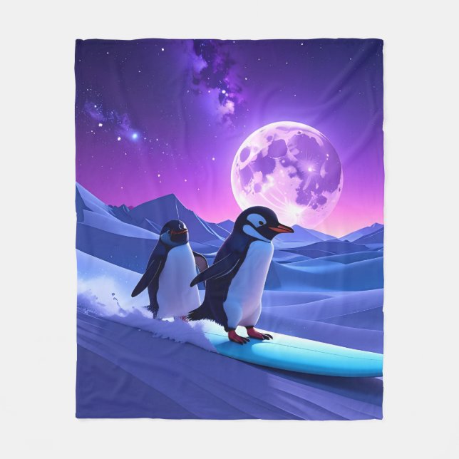 Cobertor De Velo Arctic Night Penguins (Frente)