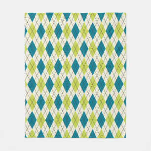 Cobertor De Velo Argyle azul e verde