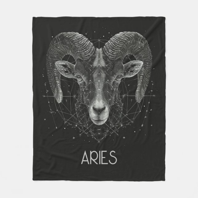 Cobertor De Velo Aries Zodiac Constelação Fleece Blanket (Frente)
