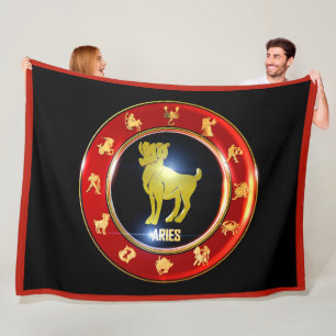 Cobertor De Velo Aries Zodiac - Sinal de Astrologia Fleece Blanket