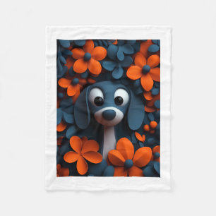 Cobertor De Velo Arremesso de Cachorrinho Fofo e Flores