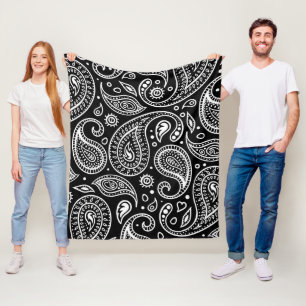 Cobertor De Velo Art Deco Black and White Floral Paisley Standard