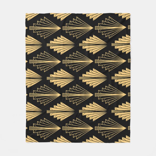 Cobertor De Velo Art Deco Black Dourado: Sem costura (Frente)