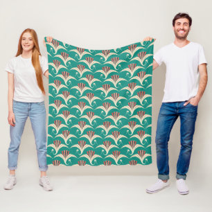 Cobertor De Velo Art Deco Crane - fundo turquesa