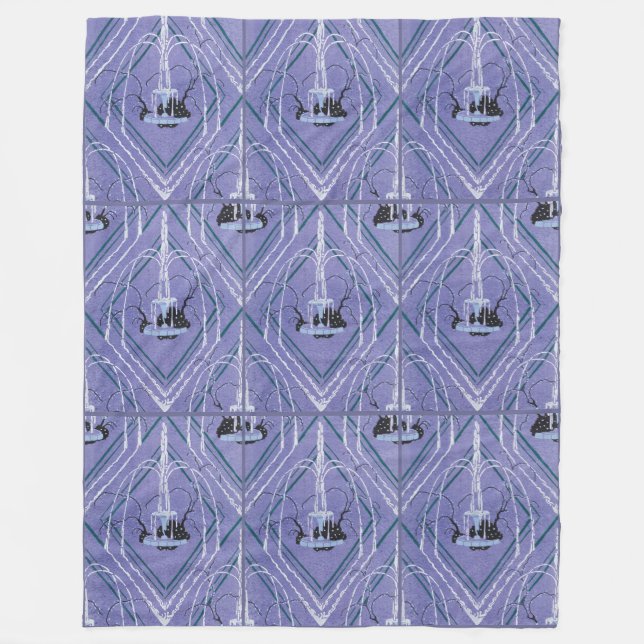 Cobertor De Velo Art Deco Fountain in Blue (Frente)