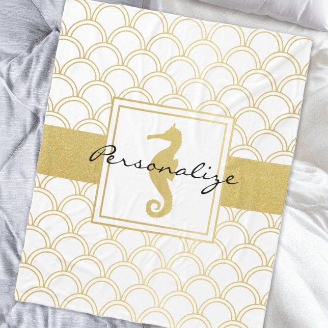 Cobertor De Velo Art Deco Ocean Wave Dourada Seacavalo Beach House (Criador carregado)