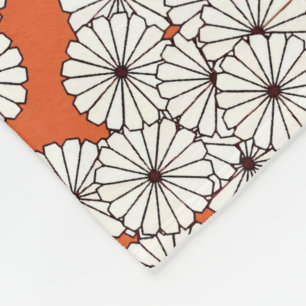 Cobertor De Velo Art Deco - padrão floral - creme em ferrugem