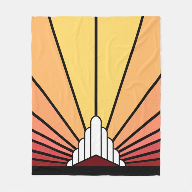 Cobertor De Velo Art deco sun do amanhecer Fleece Blanket (Frente)