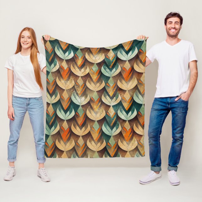 Cobertor De Velo Art Deco Teal & Gold Geometric Pattern (10) (In Situ)
