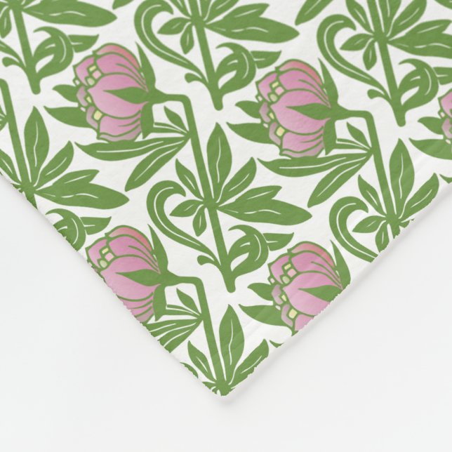 Cobertor De Velo Art Nouveau água rosa lírios papel de parede (Quina)