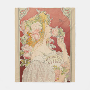 Cobertor De Velo Art Nouveau Belle Époque Senhorita Rosas Livemont