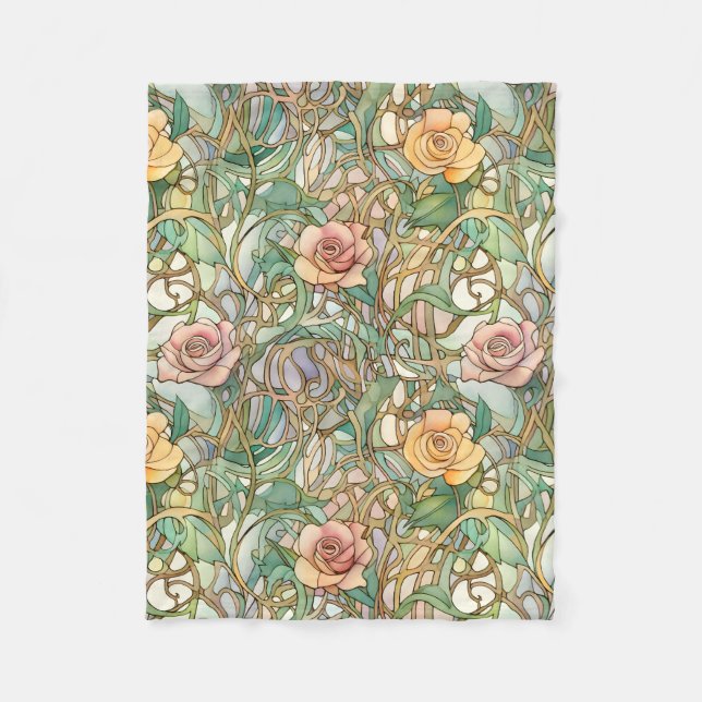 Cobertor De Velo Art Nouveau escamotear rosas rosa (Frente)