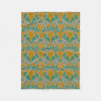 Cobertor De Velo Art Nouveau floral verde-teal amarelo-mostarda