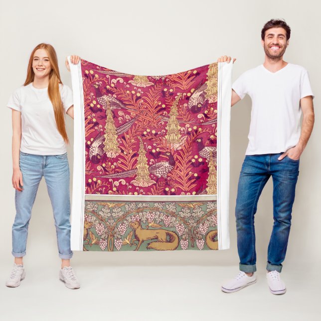 Cobertor De Velo Art nouveau fox faasant Foxglove verneuil Fleece (In Situ)