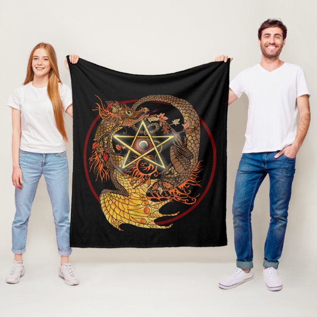 Cobertor De Velo Art Nouveau Pentacle Dragon Fleece Blanket (In Situ)